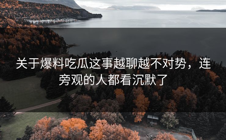 关于爆料吃瓜这事越聊越不对势，连旁观的人都看沉默了